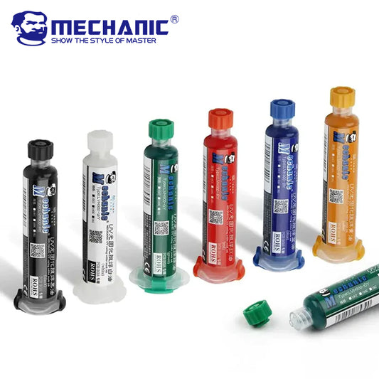 MECHANIC 10cc 6 Colors UV Curing Solder Mask Ink Welding Oil BGA PCB Paint Prevent Corrosive Arcing Soldering Paste Weld Flux