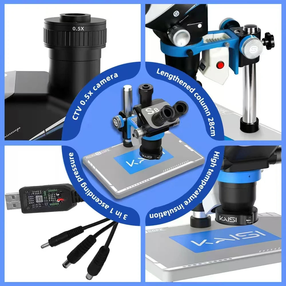 Kaisi S8 4K Trinocular Stereo Microscope Set – BRESUN