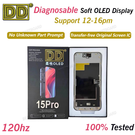 DD Diagnosable Soft OLED Screen Display For iphone 13-17 Pro Max