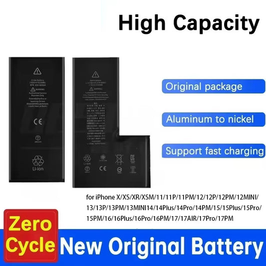 OEM Battery for iPhone X XS Max XR 11 12 13 14 15 16 17Pro Max Mobile Phone Bateria