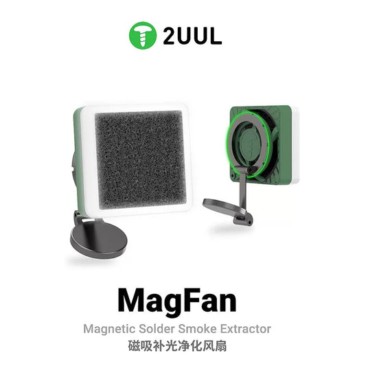 2UUL MagFan Magnetic Solder Smoke Extractor With LED Fill Light Activated Carbon Filter