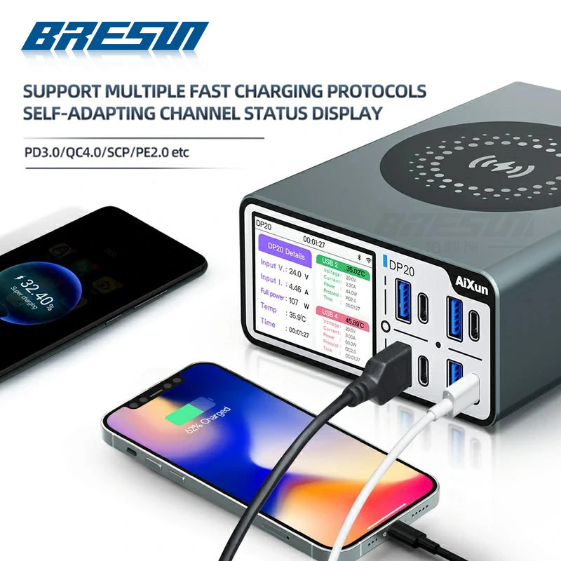 Fonctionnement du chargeur rapide de bureau intelligent AiXun DP20