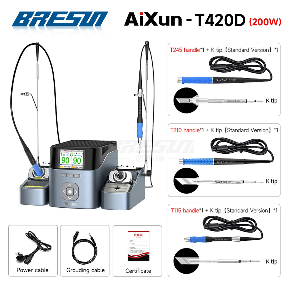 AIXUN T420D Двухканальная паяльная станция с ручкой T245 T210 T115