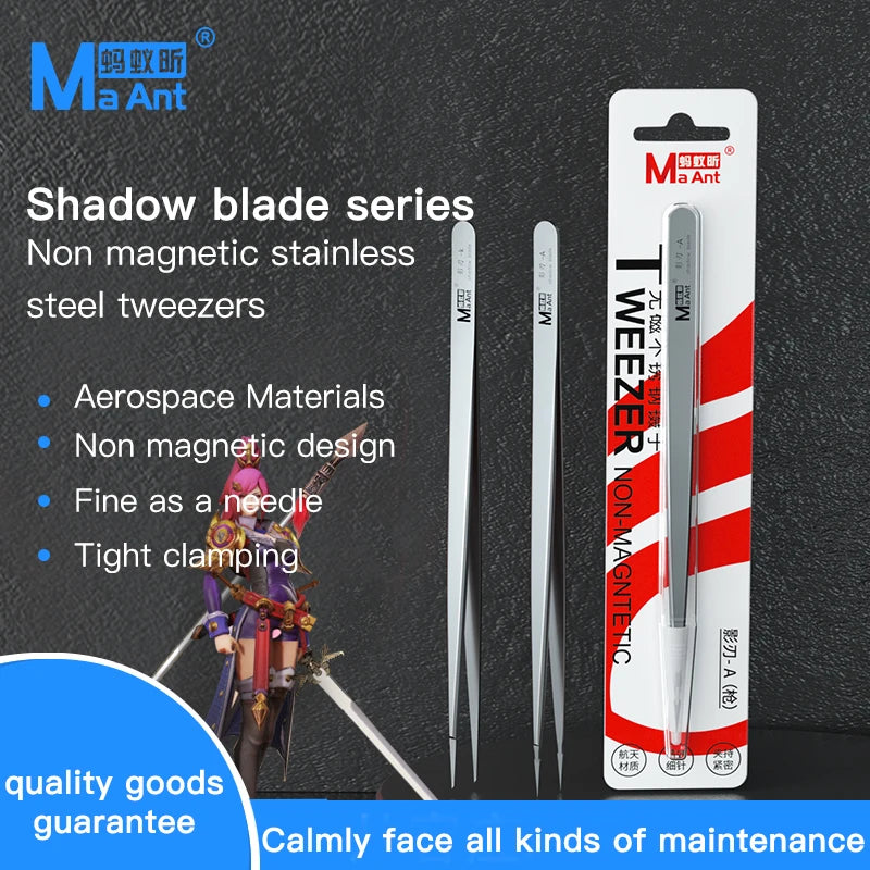 MaAnt Non-magnetic stainless steel tweezers