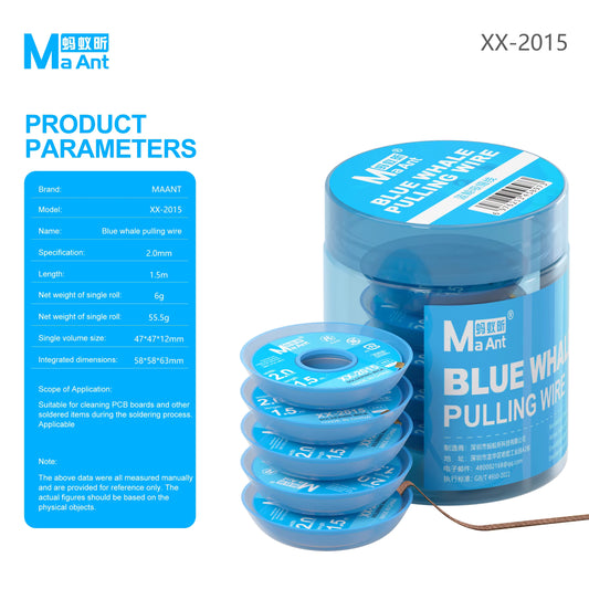 MaAnt XX-2015 BLUE WHALE TIN SUCTION WIRE  For Phone PCB BGA Chip Soldering Repair Tools