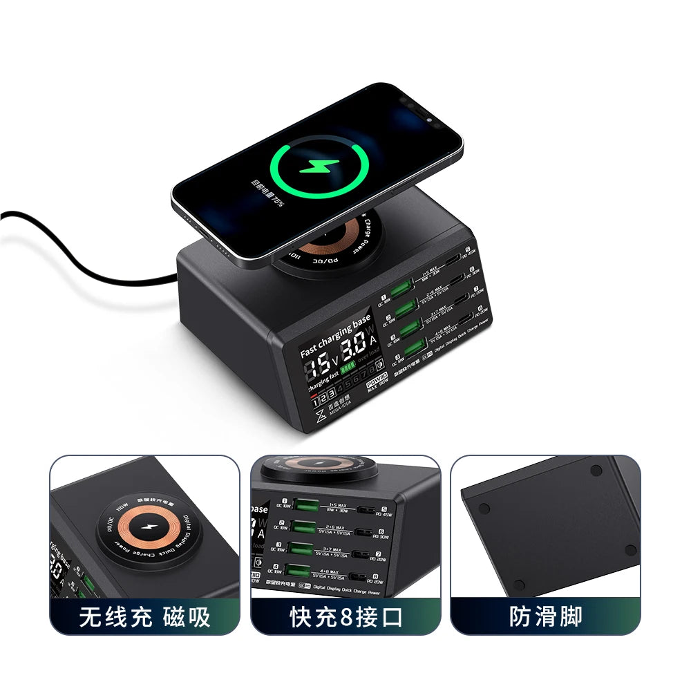 8-port Digital display desktop power supply