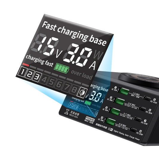 8-port Digital display desktop power supply