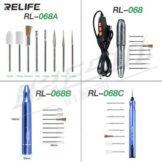 RELIFE RL-068  Electric Adjustment Grinding Pen for Mobile Phone CPU Repair Cutting Tool Mini Grinding Polishing Pen Machine Kit