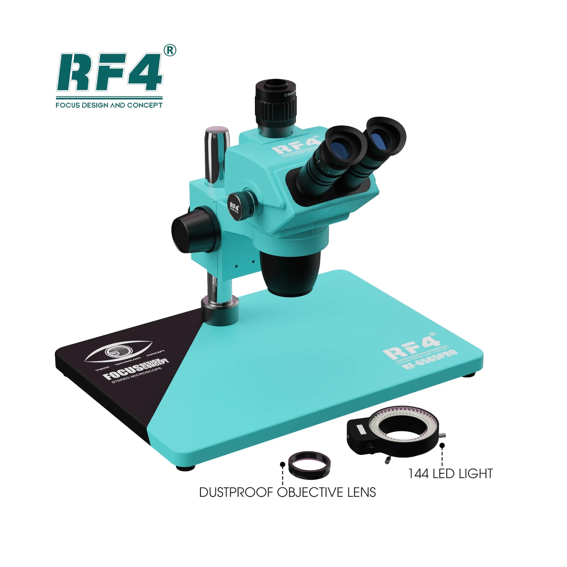 RF4 RF-6565PRO HD Trinocular Stereo Microscope