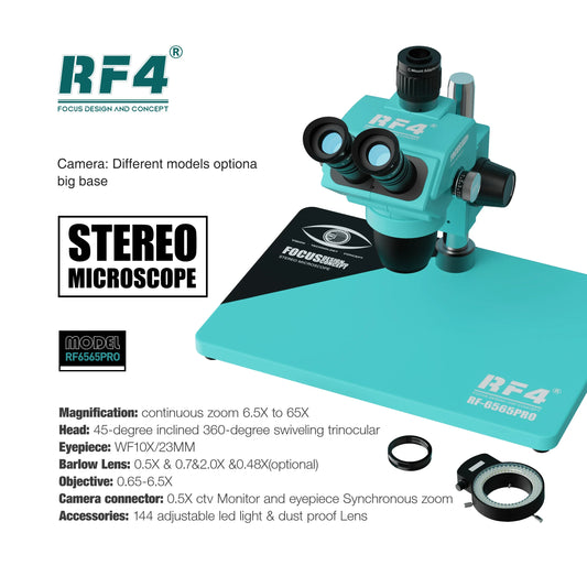 RF4 RF-6565PRO HD Trinocular Stereo Microscope