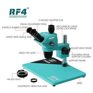 RF4 RF-6565PRO HD Trinocular Stereo Microscope