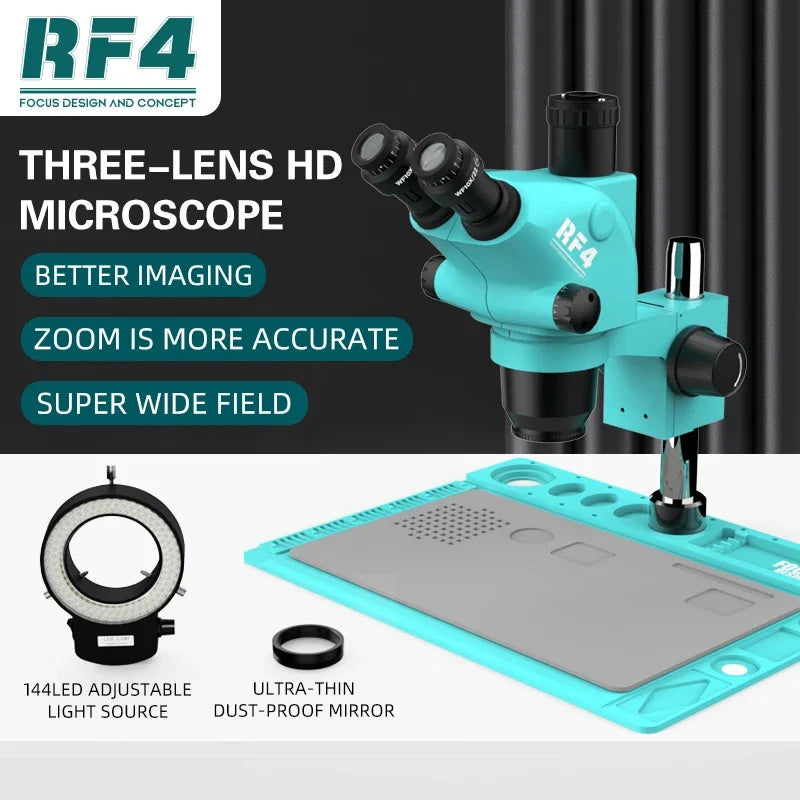 RF4 RF6565TVD2 Trinocular Stereo HD Microscope 6.5-65X