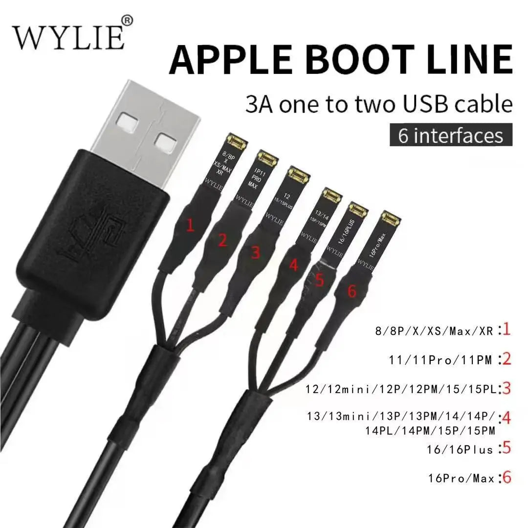 WYLIE iPhone Power-On Cable 3A One-to-two USB Cable (6 Ports)