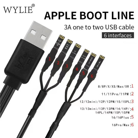 WYLIE iPhone Power-On Cable 3A One-to-two USB Cable (6 Ports)