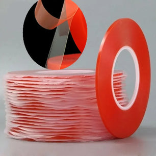 0.2MM 1/2/3/5/10/12mm 25M Strong Acrylic Adhesive PET Red Film Clear Double Side Tape No Trace For Phone Tablet LCD Screen Glass