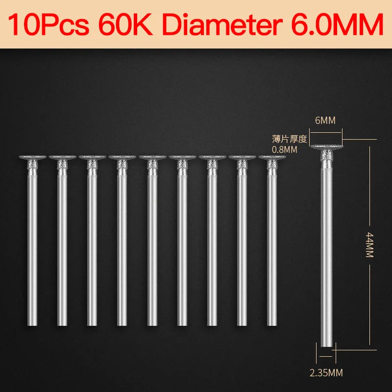 10Pcs 2.35 Shank Diamond Grinding Burr Needle