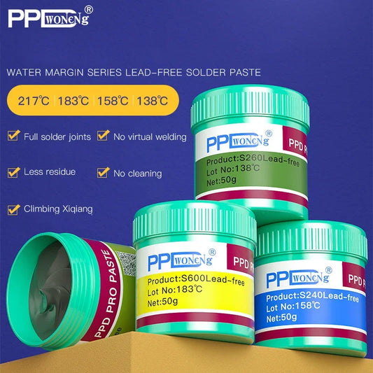 PPD Lead-free Solder Paste Low Medium High Temperature Melting Point 138 158 183 217°C