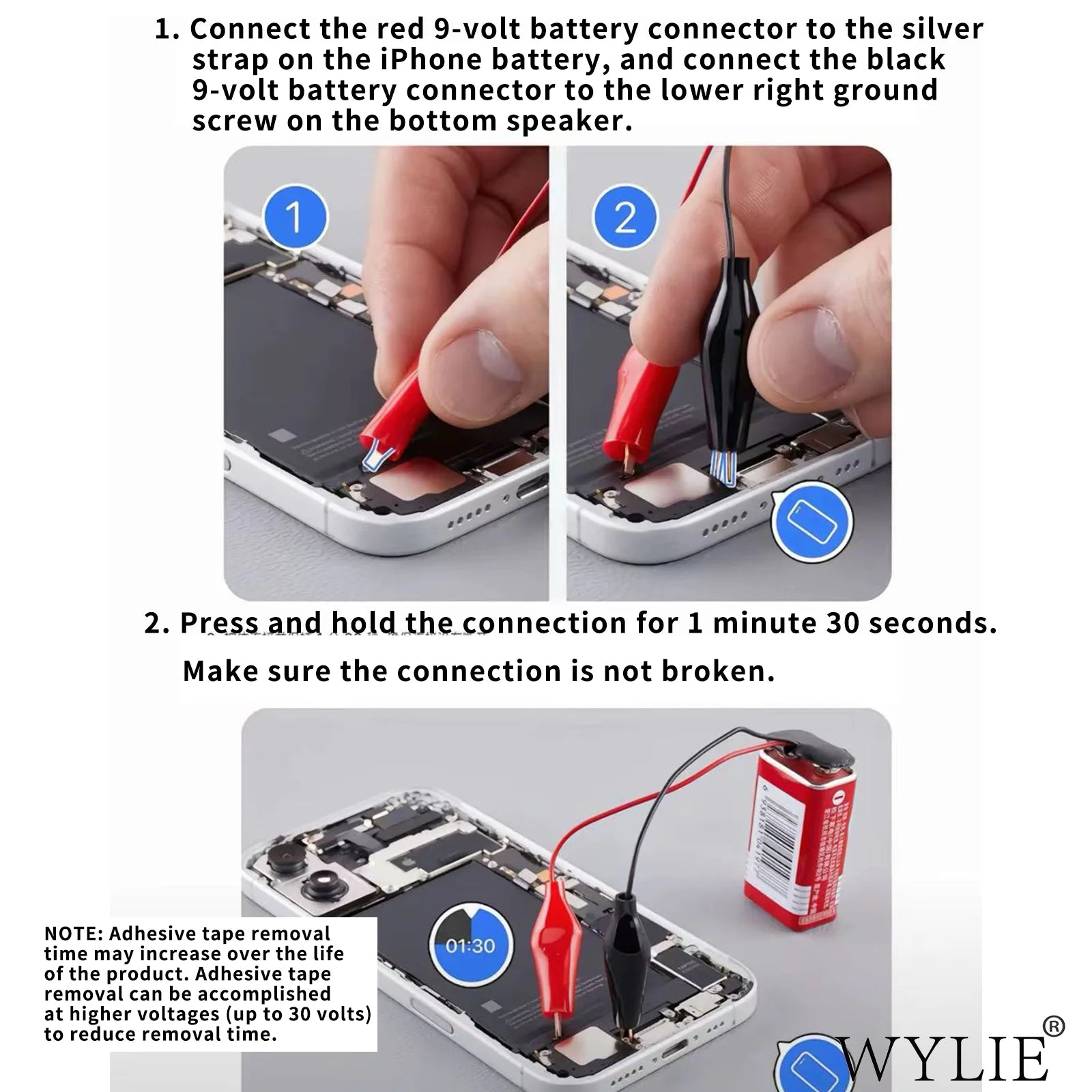 WYLIE 9V Battery Buckle 150mm Line Length Battery