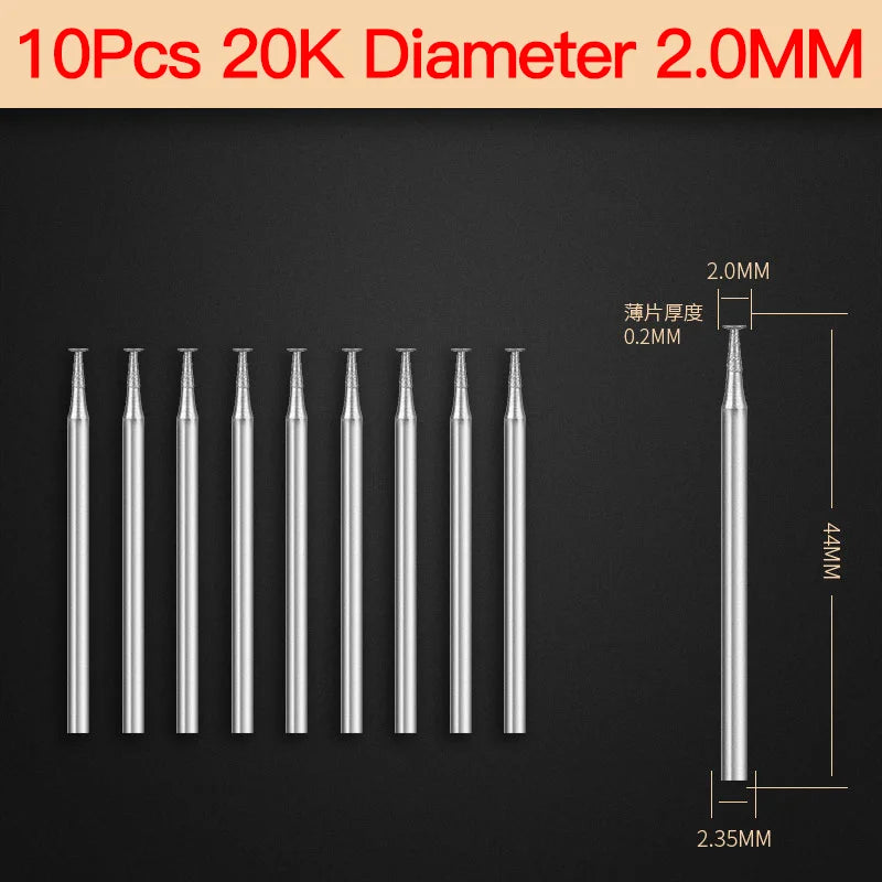 10Pcs 2.35 Shank Diamond Grinding Burr Needle