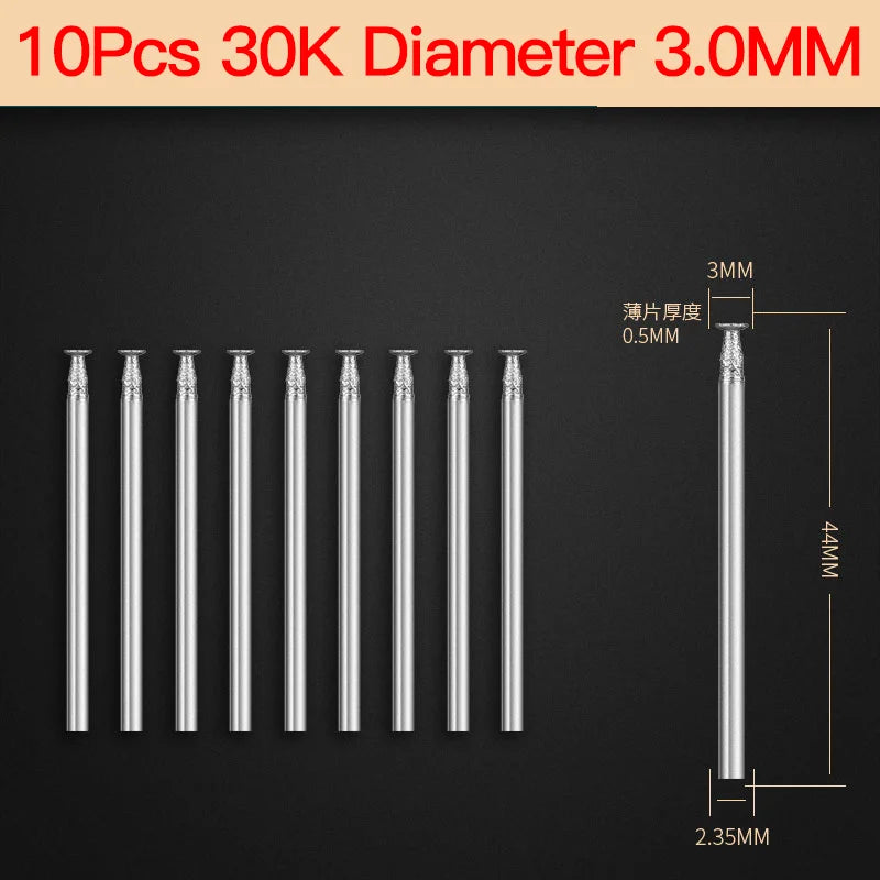 10Pcs 2.35 Shank Diamond Grinding Burr Needle