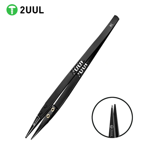2UUL TW32 Black K Flat Tip ESD-Safe Ceramic Tweezers
