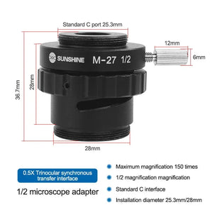 M-27 SZM CTV 1/2 1/3 Adapter 0.3X 0.5X C Mount Lens Adapter