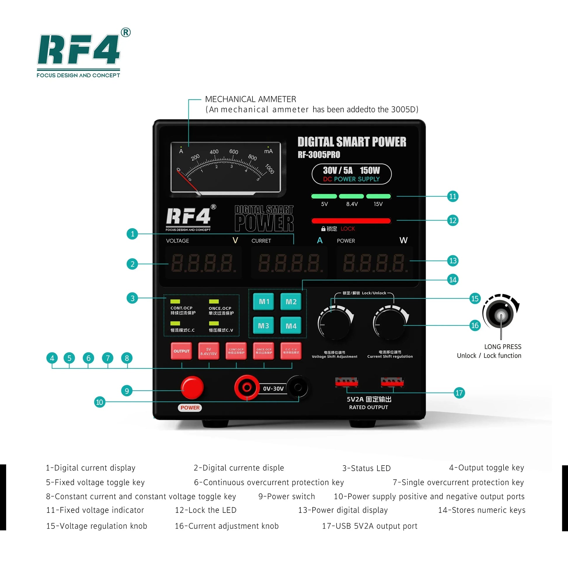 RF4-3005PRO RF3005D Digital Smart Power Meter