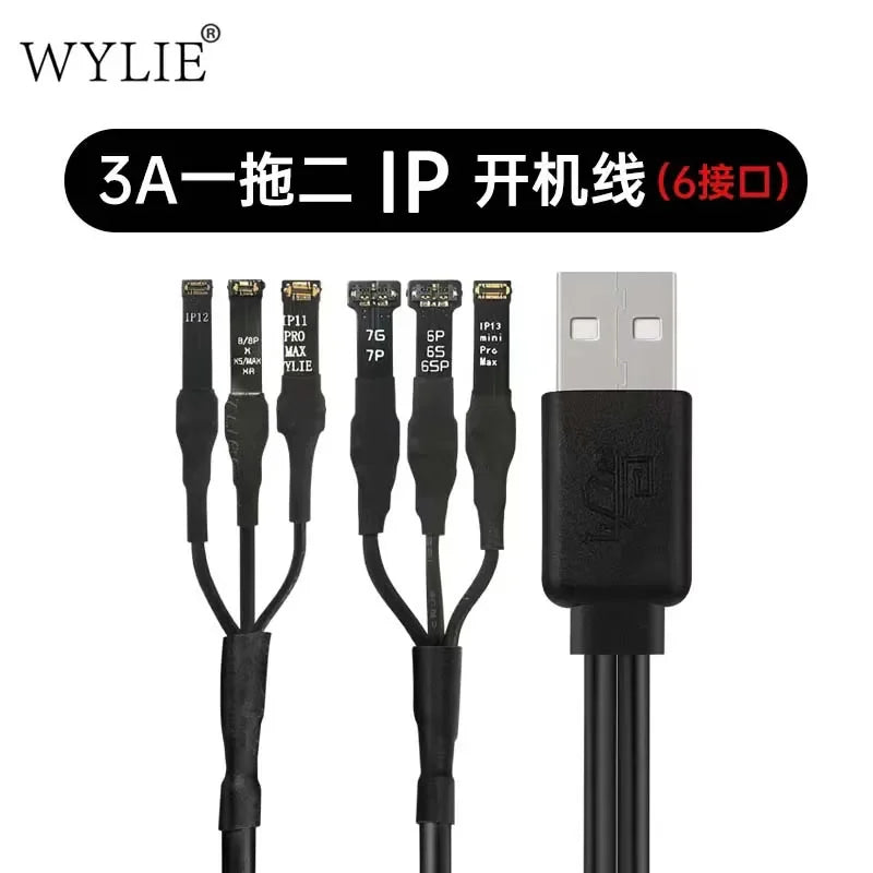 WYLIE iPhone Power-On Cable 3A One-to-two USB Cable (6 Ports)