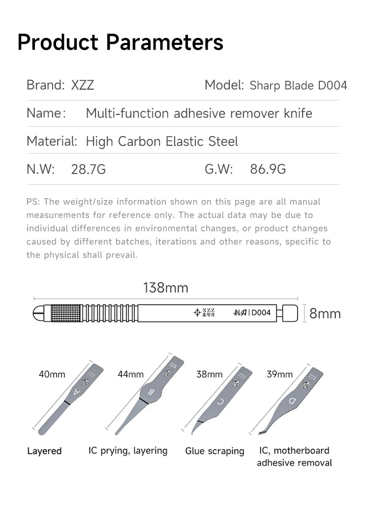 XZZ Sharp Blade D004 Glue removal knife